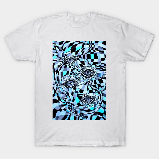 Conspiracy All Seeing Eye in Chessboard Style T-Shirt by Nisuris Art